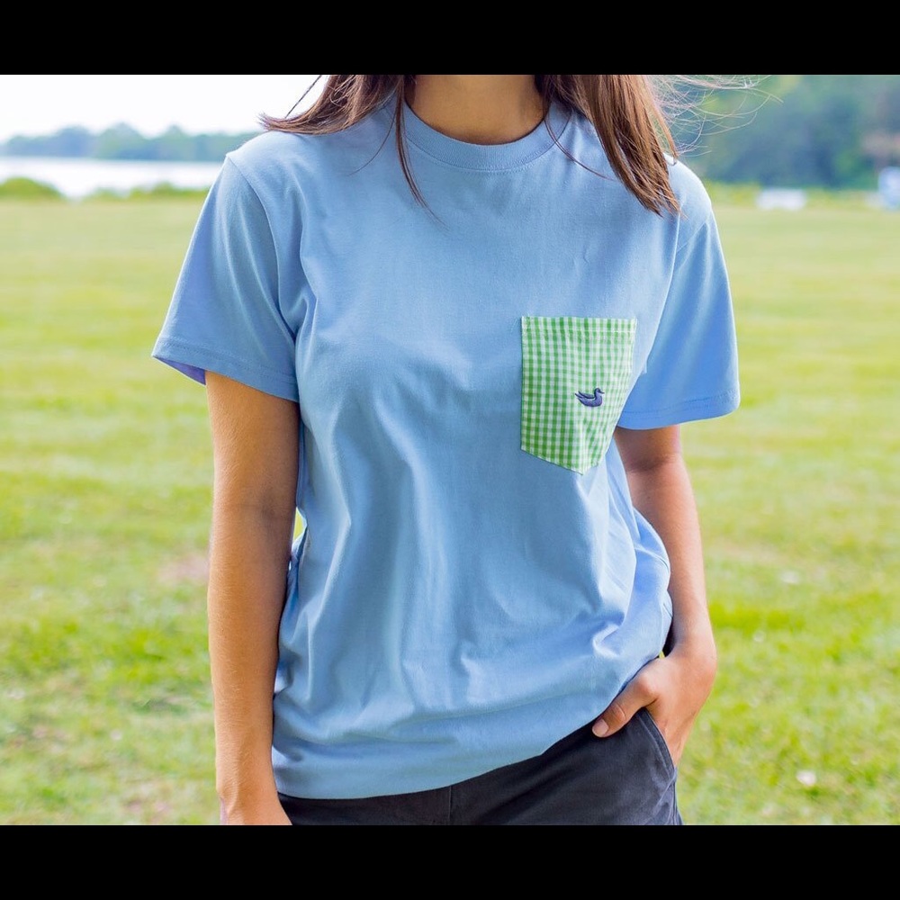 Southern Marsh Stewart Gingham Pocket Tee